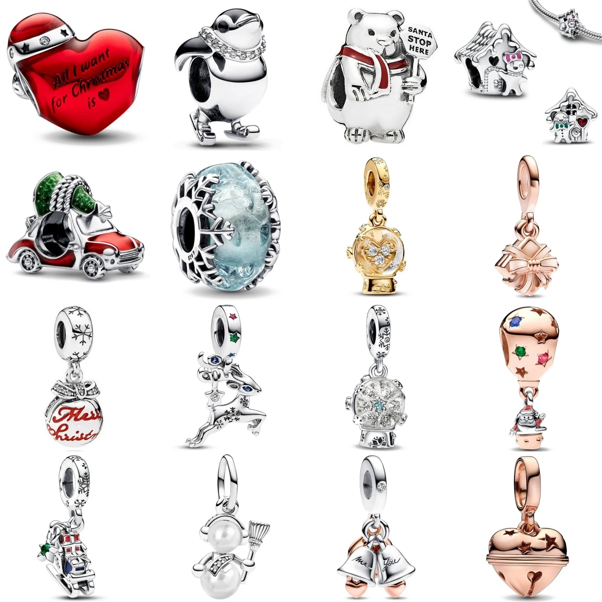 

New 925 Sterling Silver Penguin Crystal Ball Deer Pendant Trinket Bead Fit Original Charms Bracelet Jewerly Christmas in 2025