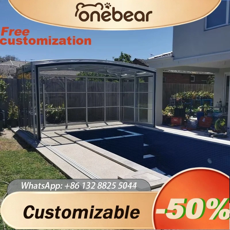 Any Size Custom Hot Selling Outdoor Sunroom Polycarbonate Retractable Pool Cover Pool Enclosure For Swimming Pool