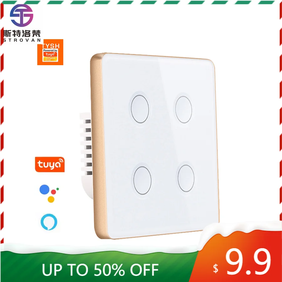 

STLF Eu 1 2 3 4 Gang Wifi Controlled Power Wall Switch Smart Home Lighting Touch Switch With Neatral Line Support Alexa