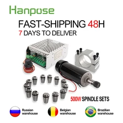 hanpose 0.5kw clamps Air cooled Air cooled dc spindle motor  ER11 chuck CNC 500W Spindle Motor + Power Supply speed governor