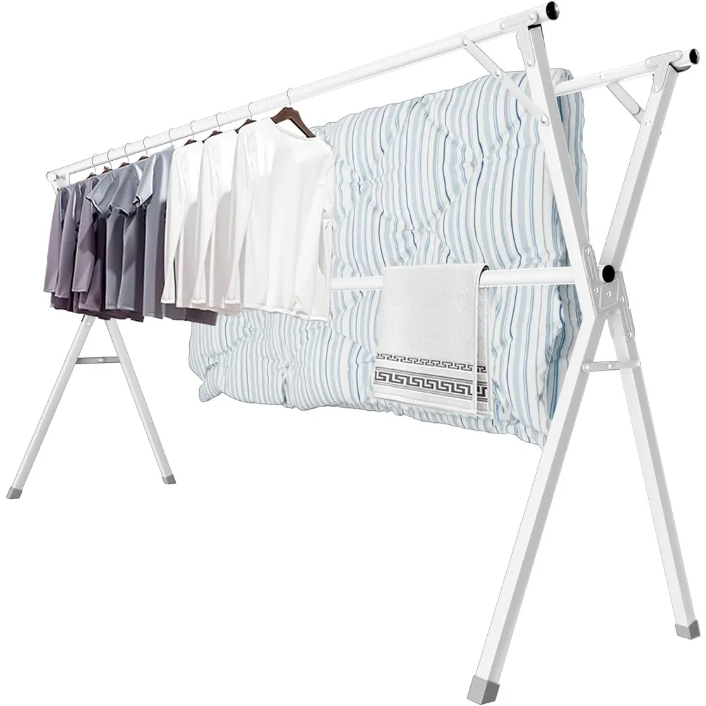 

95 Inches Clothes Drying Rack, Drying Rack Clothing Folding Indoor Outdoor, Heavy Duty Stainless Steel Laundry Drying Rac