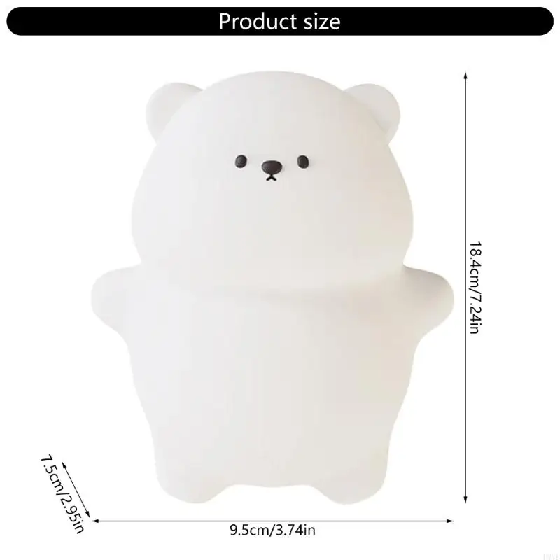 قابلة للشحن الدب سيليكون أضواء الليل التحكم باللمس عكس الضوء LED مصباح السرير نسيج السيليكون للأطفال غرفة الحضانة P9YB