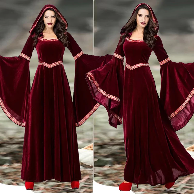 ヨーロッパの女王 ヨーロッパの女王 レトロ スタジアム ローブ ヴァンパイア ロールプレイング ハロウィン 魔女 コスチューム カーニバル