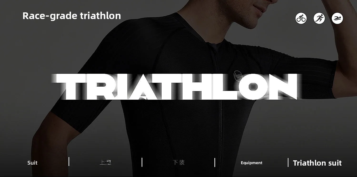 NUCKILY Herren Triathlon-Anzug Ironman Trisuit Ärmellos Radfahren Laufen Schwimmen Einteiliger Kompressionsanzug Schnelltrocknend Aero Rennanzug Pro – Detail 1
