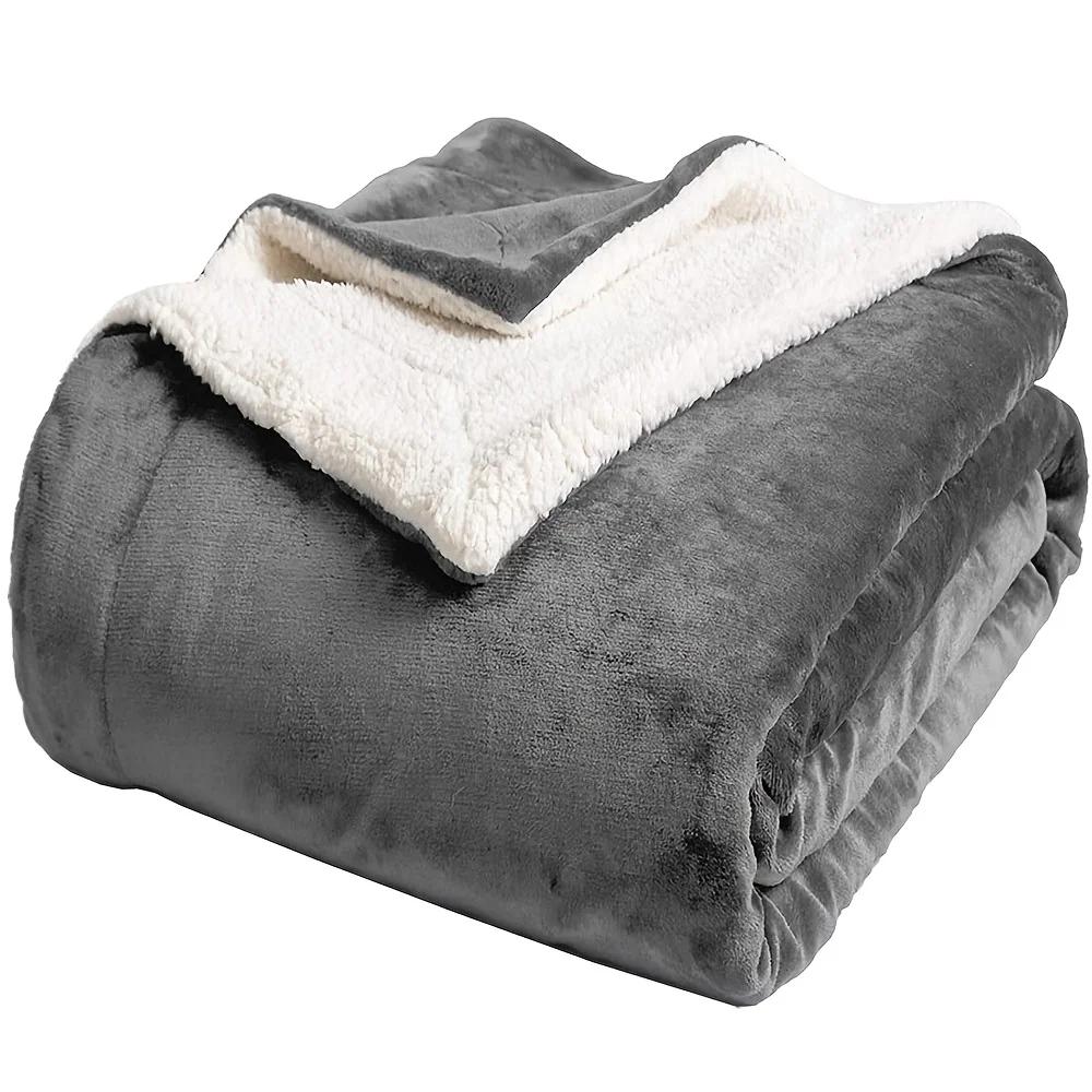Sherpa-Fleece-Bettdecke, Twin-Size-Größe, superweicher, flauschiger Plüsch, warm, gemütlich, flauschig, Mikrofaser, Couchüberwurf, Samt, doppelt, wendbar, 5 Pfund