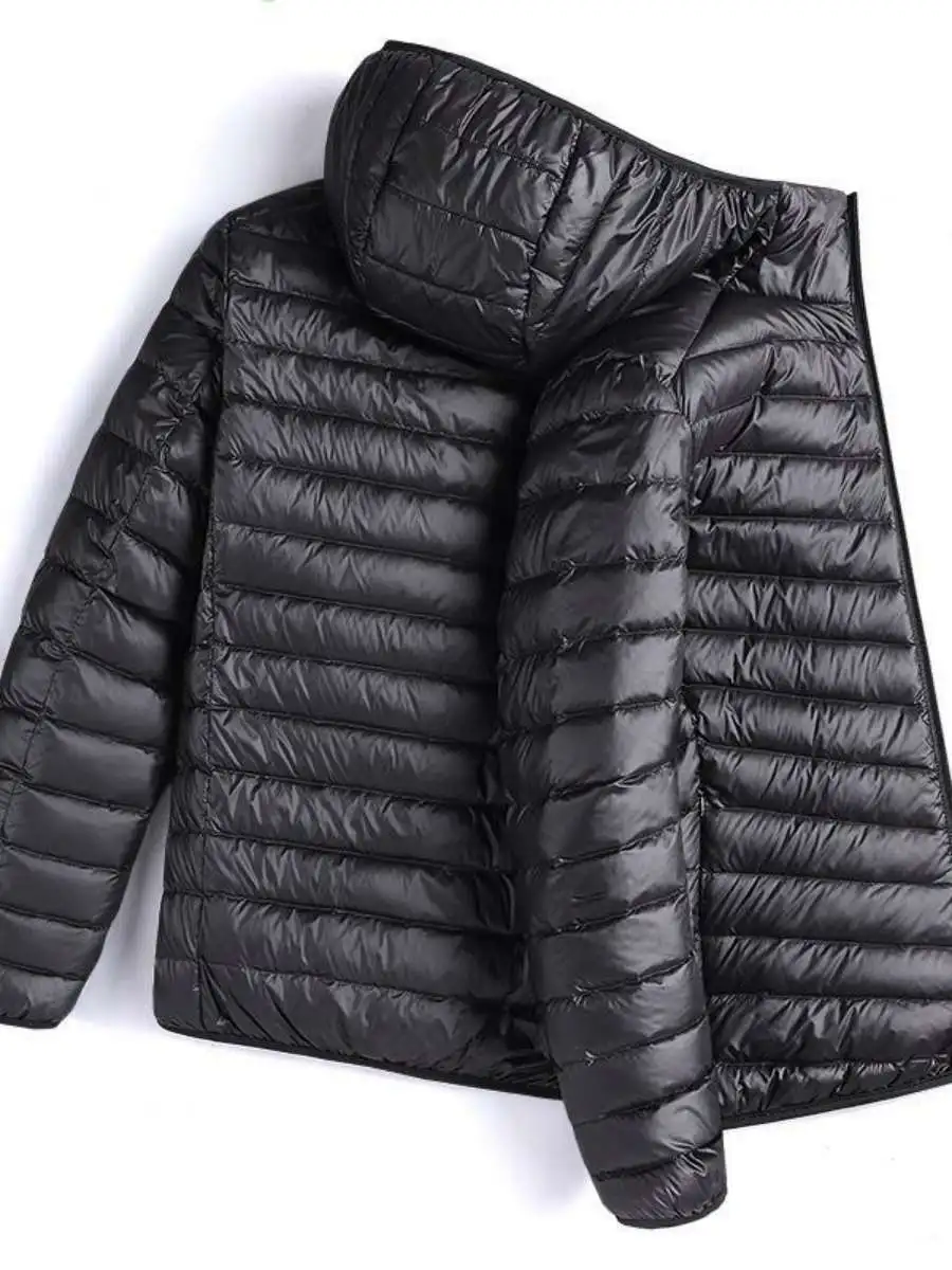

Men's Faionable Hooded Jaet Lightweight down Cotton ort Casual Versatile Spring Season Zipper Closure Long Length