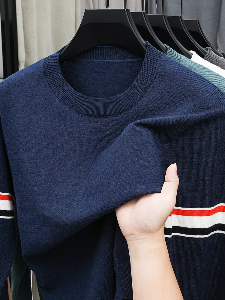 

Новый осенне-зимний трикотаж, мужской тонкий свитер, базовый свитер с длинными рукавами, свитер из чистой шерсти, мягкий и модный трикотаж