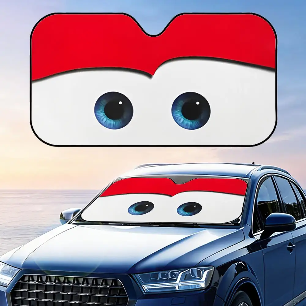 

Cartoon Cute Car Eyes Sun Visor Reusable Aluminum Foil Car Sunshade UV Protection Heat Insulation Windshield Cover