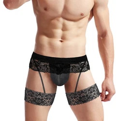 Sexy Men Maid Underwear Briefs Lace Sissy Pouch Panties Boyshorts Thong Male Sleepwear Underclothes Youth Lingerie G-String