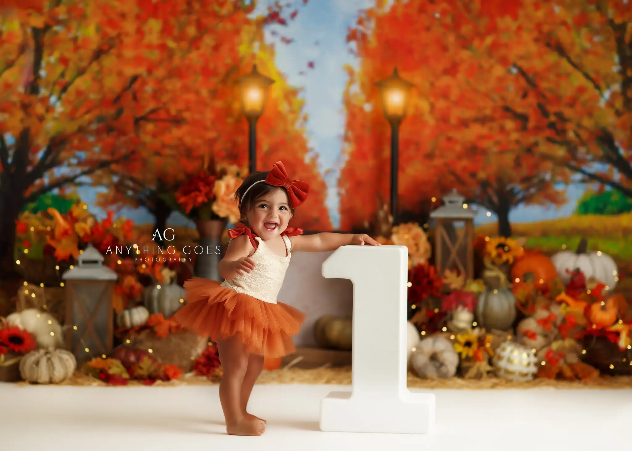 Autumn Pathway Backdrops Kids Baby Birthday Cake Smash Photocall Pumpkin Path Forest Fallen Leaves Backgrounds