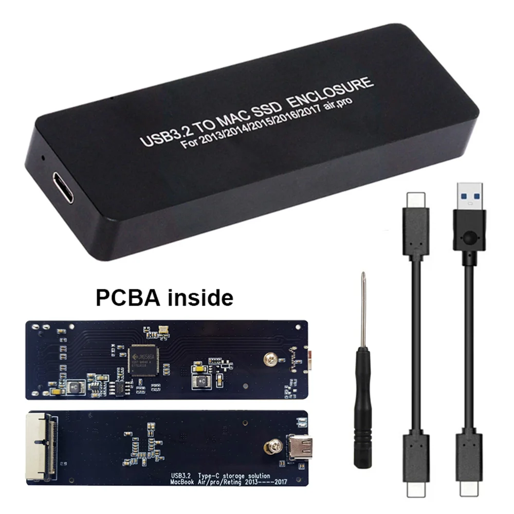 CableCC USB 3.2 휴대용 케이스 USB-C, 16 + 12 핀 모바일 박스 HDD 인클로저, MAC 에어 프로 2013 2014 2015 2016 SSD용