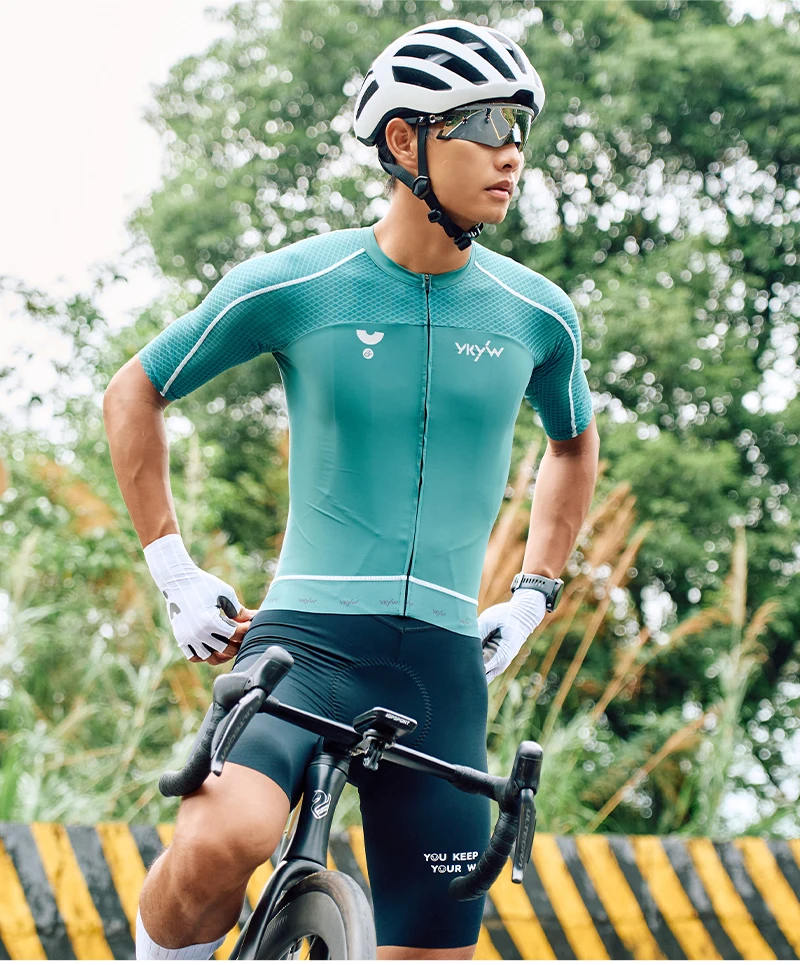 YKYWBIKE 2026 Herren Sommer-Radtrikot 3D-Schnitt Anti-Schweiß Leichtgewicht Schnelltrocknend Rennrad-Trikot Atmungsaktiv Rutschfest – Detail 11