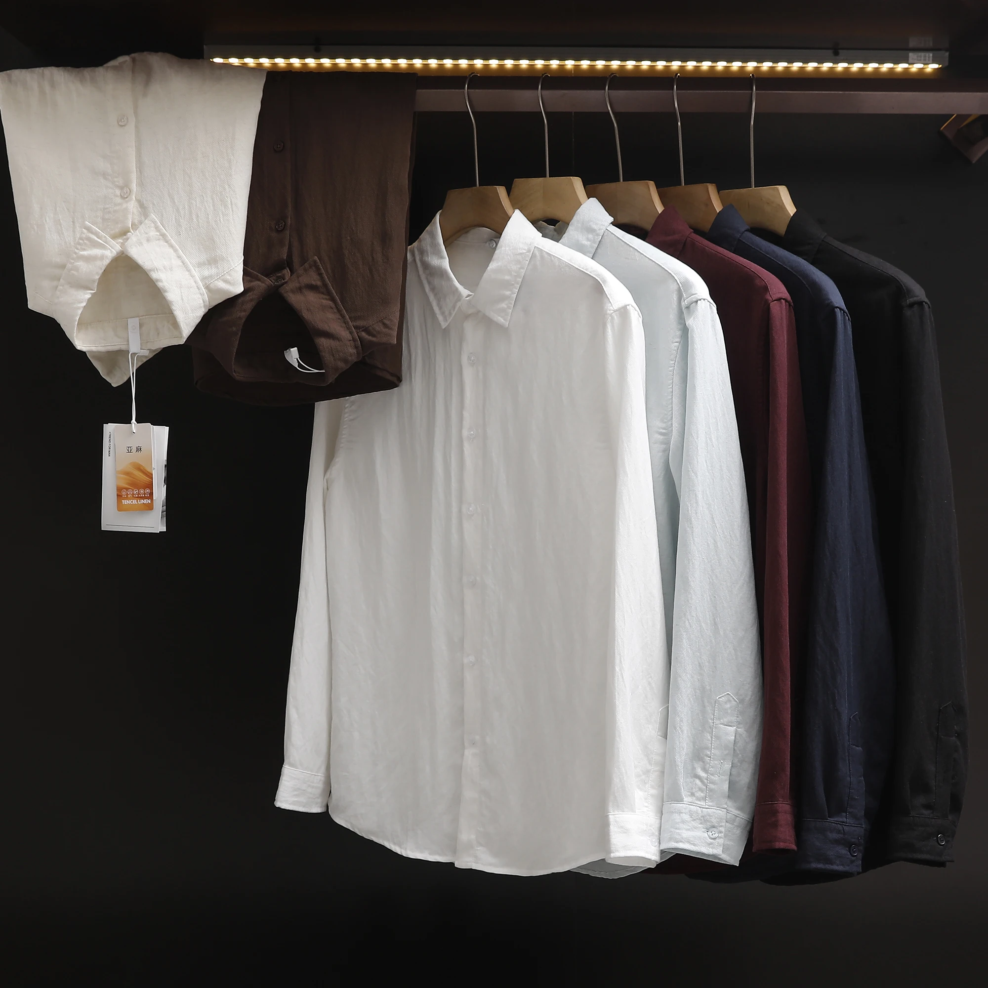 

New 2026 Men's Casual Loose Fit Long Sleeve Shirt Thin Linen Blend Lightweight Breathable Shirt Comfortable Spring Fashion
