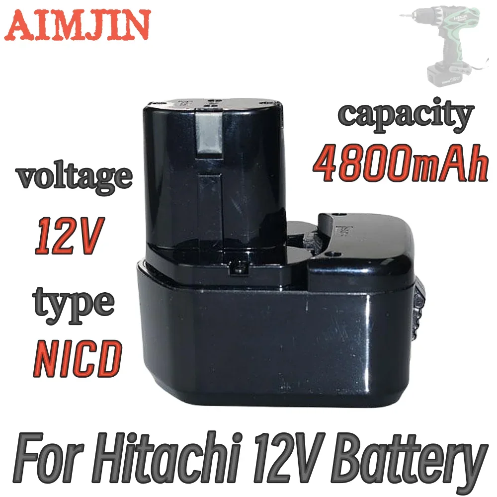 

12V 4.8Ah NICD replaceable battery, suitable for Hitachi cordless power tools EB1214S, EB1212S, EB1220BL, eb1222s, WR12DMR,