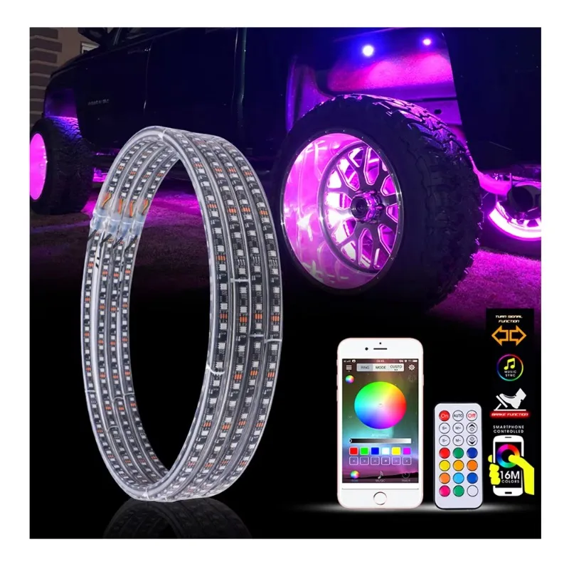Custom Led Logo Car Underglow Rgb Wheel Rim Ring Lamp Strip Light Decoration Animations