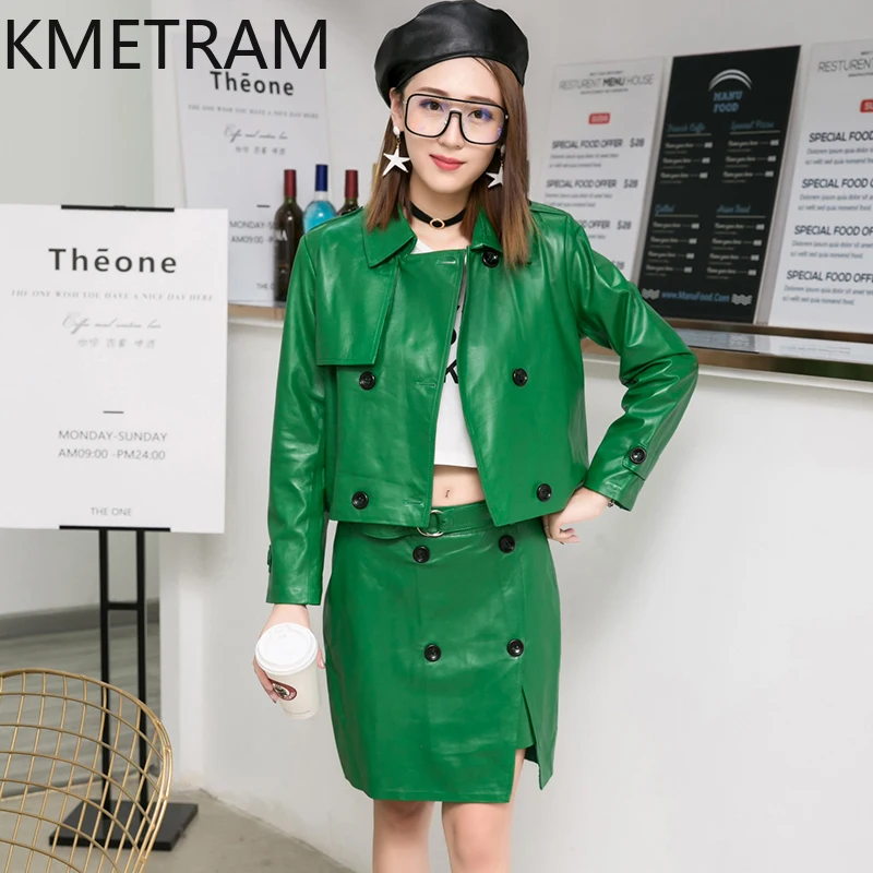 100% Top Layer of Sheepskin Jackets Woman Genuine Leather Jacket and Skirt Fashion Suit Women Fall Clothes 2025 дубленка женская