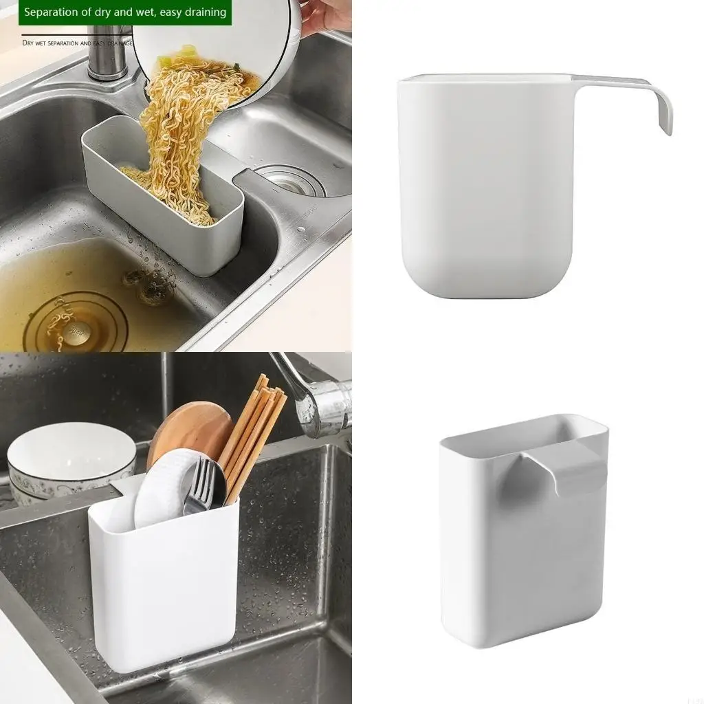F19B Sink Strainer Filter Basket Waste Leftovers Catcher Fruit Drainer Sponge Storage Rack Hanging Shelf