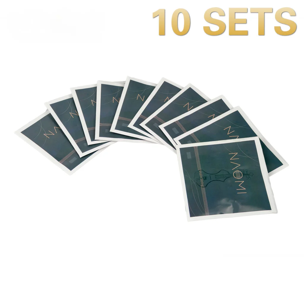 10 Packs Violin String Fiddle Strings For 4/4 3/4 Steel G D A & E NAOMI Accessories SET