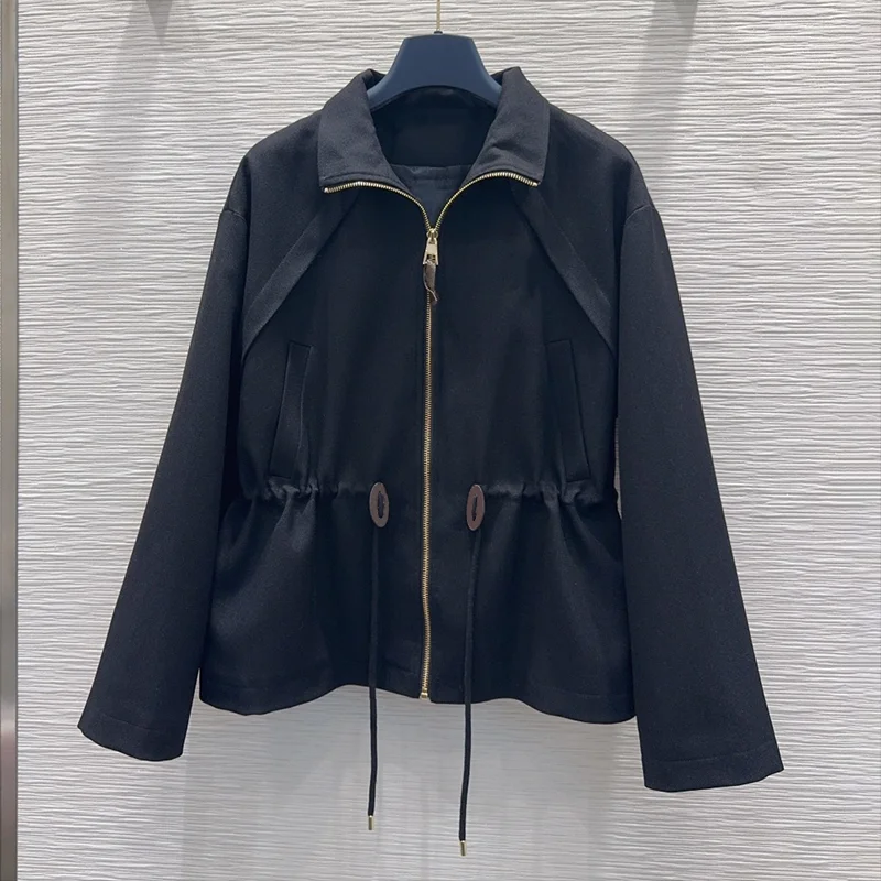 

High quality Mid-length women's fitted blazer with a waistline, cool and breathable casual spring-autumn coat 25120817