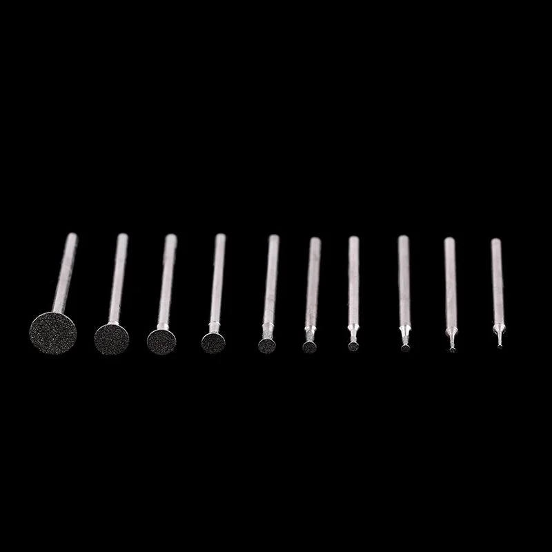 10PCS Grinding Bit Accessory Ultra-Thin T Head Shank Diamond Mounted Point Stone Jade Carve Polish Engrave Tool〔Nest〕