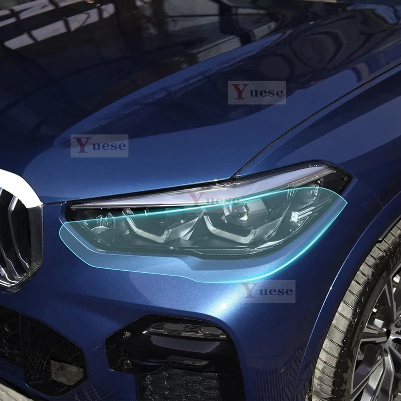 

For BMW X5 G05 M SPORT 2019-2023 2 Pcs Car Headlight Protective Film Transparent Smoked Black TPU Sticker
