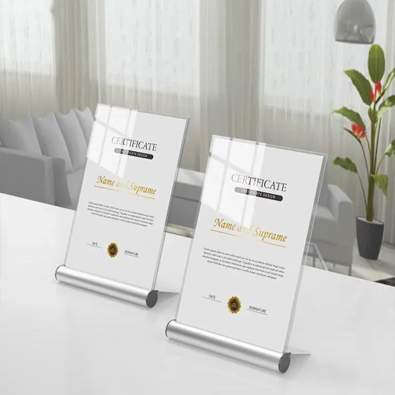 A4 210x297mm Aluminum Base Restaurant Menu Paper Price Listing Photo Picture Poster Frame Acrylic Sign Holder Display Stand