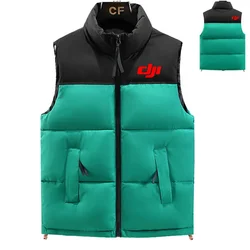 Jaqueta masculina com design de contraste de cores, moda high-end, jaqueta Hip Hop grossa, estampa DJI DrPilot, jaqueta masculina para baixo