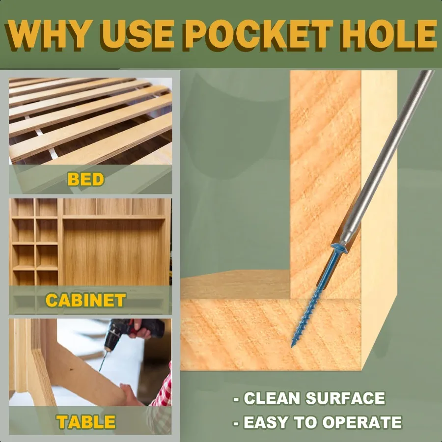 8 x 11 4 Außentaschenlochschrauben, 600 Stück, Taschenholzschrauben mit blau beschichtetem Grobgewinde, Vierkantantrieb, wetterbeständig, 1