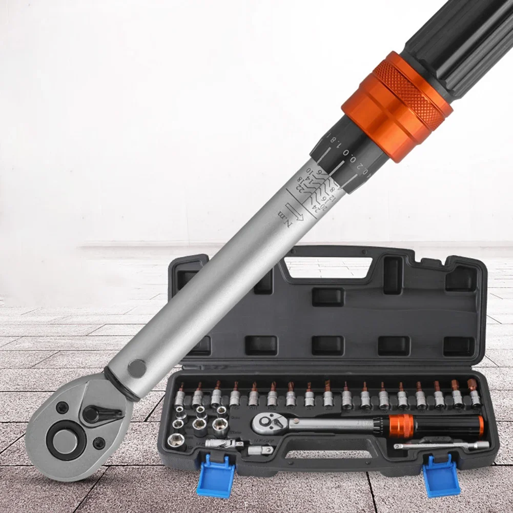 

28 шт./компл. 1/4 дюйма привод 2-24 Нм точный двойной масштаб динамометрический ключ велосипедный торцевой ключ мотоцикл трещотка ремонтный ящик набор инструментов