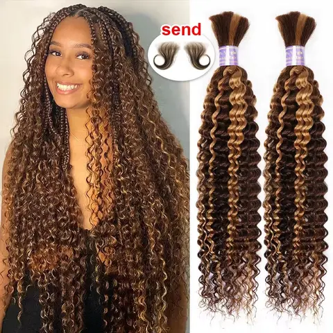 Ombre Deep Wave Boho Braids Human Hair Curly Highlight 427 Brazilian 100% Human Hair Remy Braiding Real Raw Weave Extensions