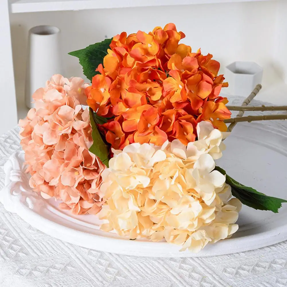 45cm Artificial Hydrangea With Leaves Stem Fake Flower Wedding Table Centerpiece Faux Floral Branch Flower Arrangement Decor