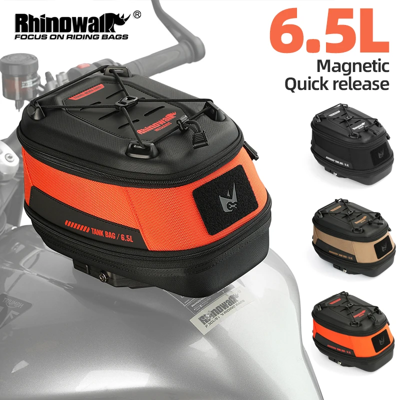 Rhinowalk Motorcycle Tank Bag Magnetic Quick Release Waterproof 6.5L Travel Storage Anti-theft For ADV Motorcycle Accessories