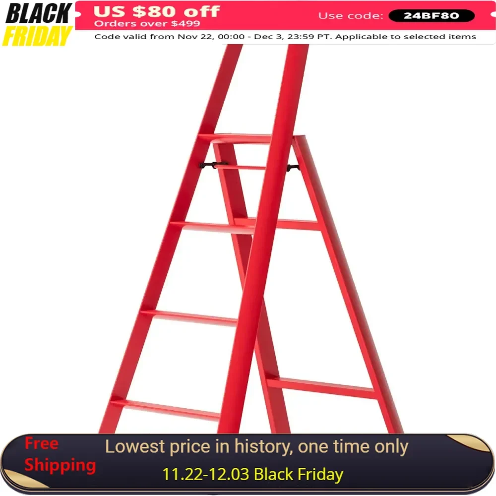 Safety Indoor Mini Ladder for Home Step Ladders Cheap Stairs Free Shipping Portable Folding Ladder Chair Furniture, 4-Step Red