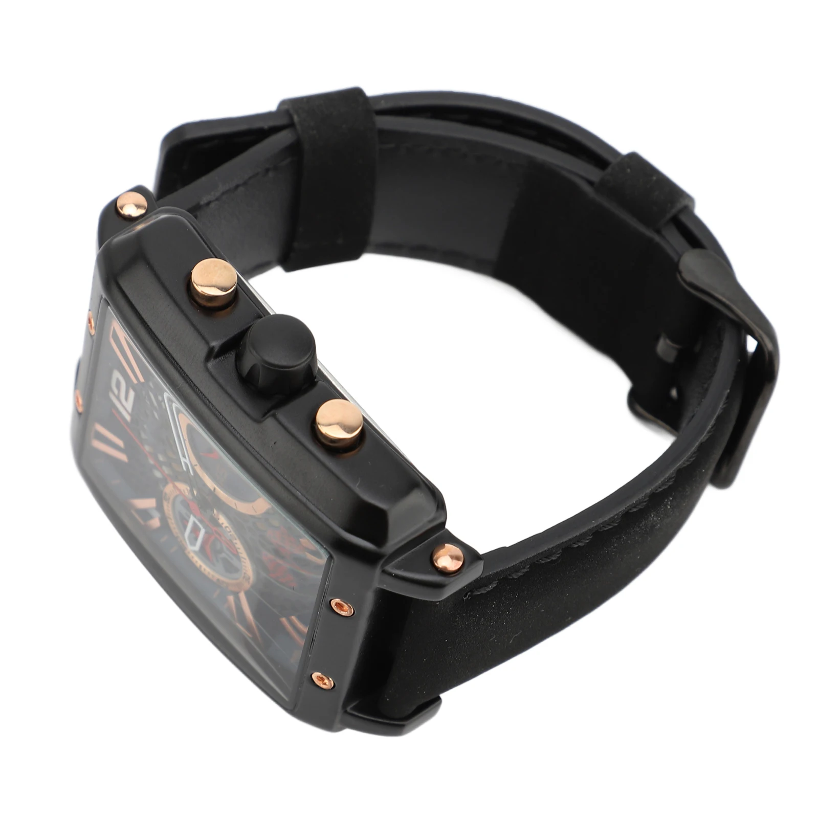 صفقة التخليص التناظرية كوارتز كرونوغراف ساعة معصم عادية مستطيلة الهاتفي مقاومة للماء مزدوجة الفرعية ساعة الموضة للرجال