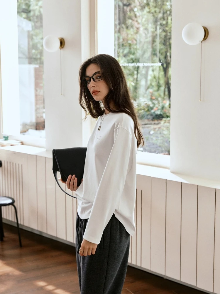 OLrain Women Print T-Shirts Casual Funny Cat O-neck Long Sleeve Tees 2025 Autumn New Female Tops Women's Clothing O57QT001091