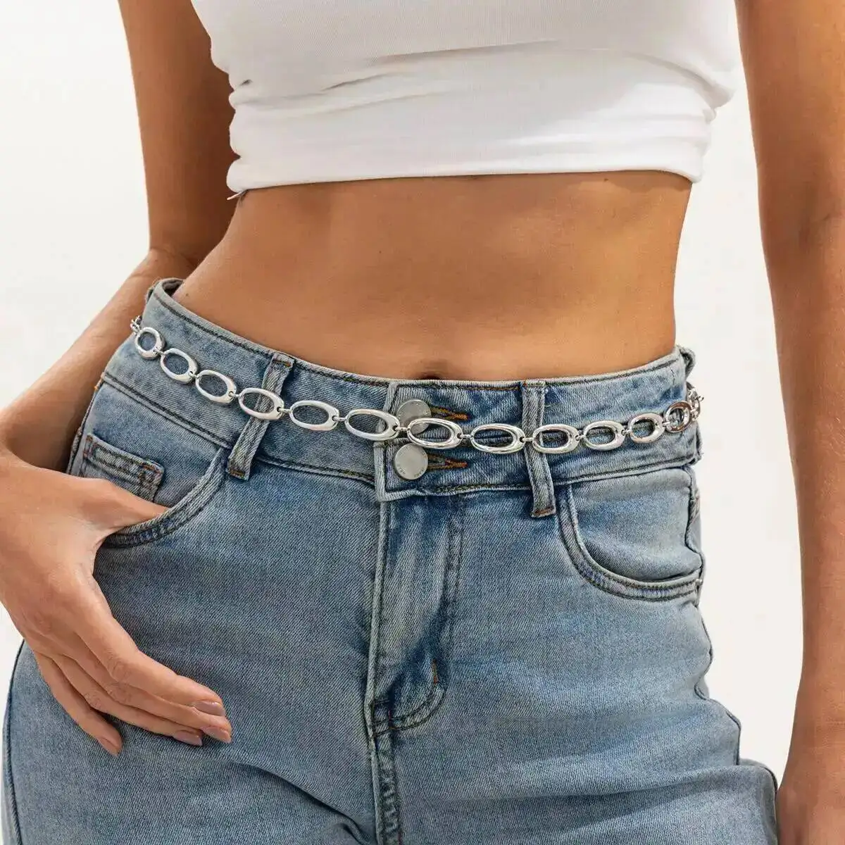 

Lacteo Fashion Simple Irregular Hollow Oval Body Chain for Women Punk Geometric Metal Belly Waist Chains Vacation Jewelry Gifts