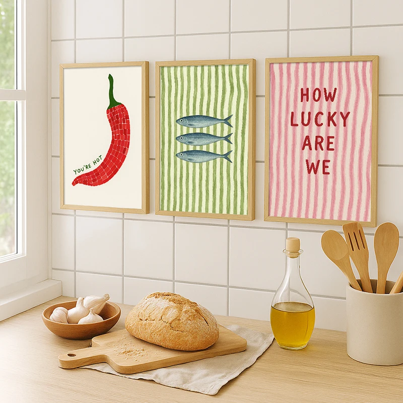 Ты горячие Sardines How Lucky Are We Canvas Ретро Современная Кухня Настенное Искусство Зеленая Полоса Еда Принт Модный Эстетический Домашний Декор Ты горячие Sardines How Lucky Are We Canvas Ретро Современная Кухня Настенное Искусство Зеленая Полоса Еда Принт Модный Эстетический Домашний Декор