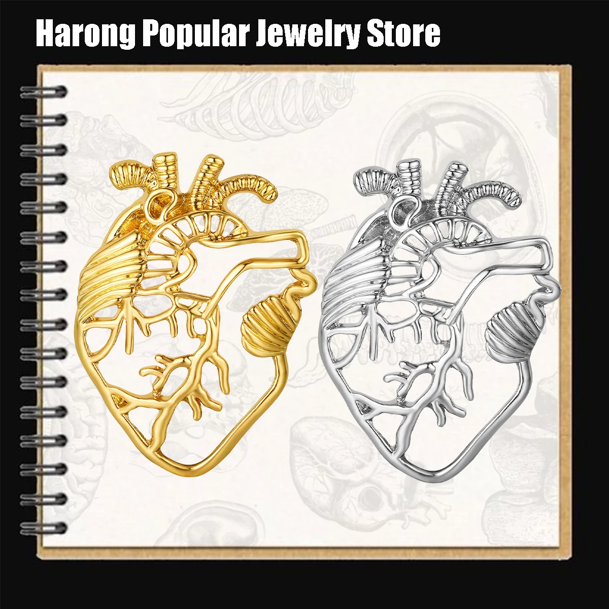 Harong Heart Metal Pins for Doctors Medical Brooch Cardiology Lapel Lanyard Bag Coat Badge Accessories Gifts for Cardiologists