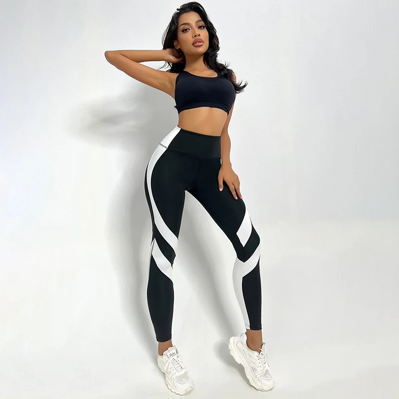 Colorblocked High Waist Yoga Pants Leggings for Women Tummy Control Workout Leggings for Women