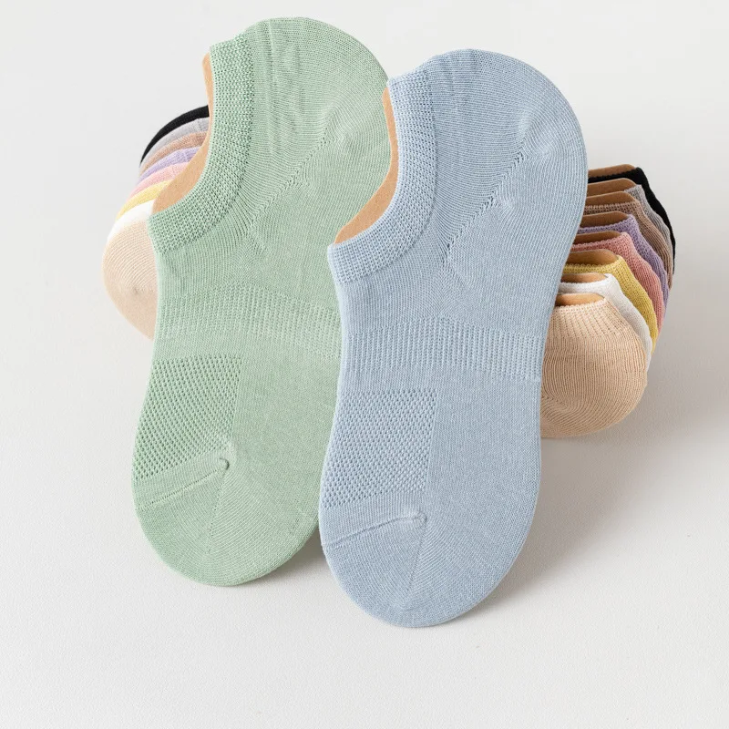 Chaussettes de bateau invisibles minces, coton, maille creuse, silicone peu profond respirant, chaussettes courtes non aldes, chaussettes décontractées, printemps, été, nouveau