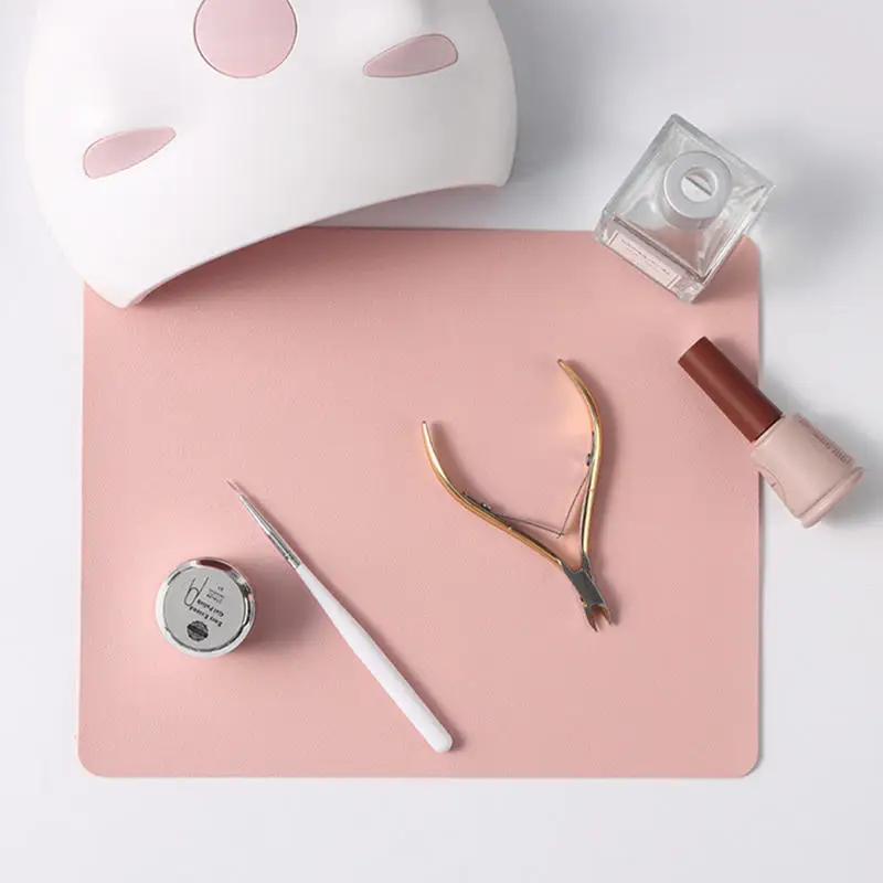 

Foldable PU Leather Nail Art Table Mat Pink Studio Nail Armrest Cushion Waterproof Hand Rest Pad Easy Cleaning Manicure Tools