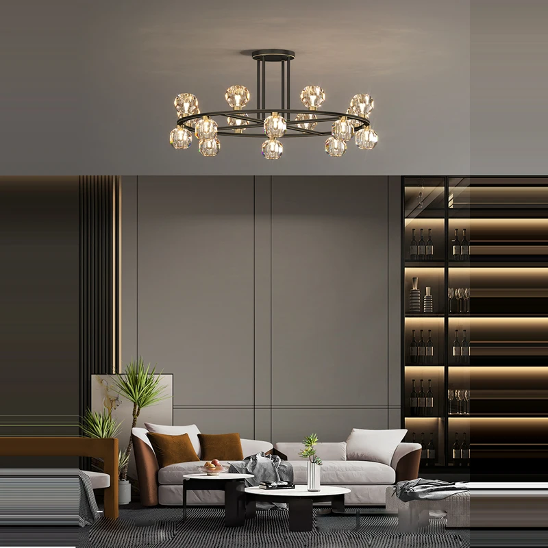 Modern Black Gold Crystal LED Designer lustre Hanging Lamps Lamparas De Techo Ceiling Lights.Ceiling Lamp For Foyer