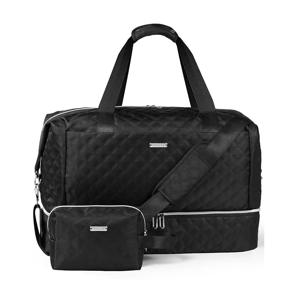 

Дорожные сумки-дафл для женщин, вместительные сумки для выходных объемом 39 л с отделением для обуви, сумки для спортзала и путешествий с отделением для мокрых вещей.