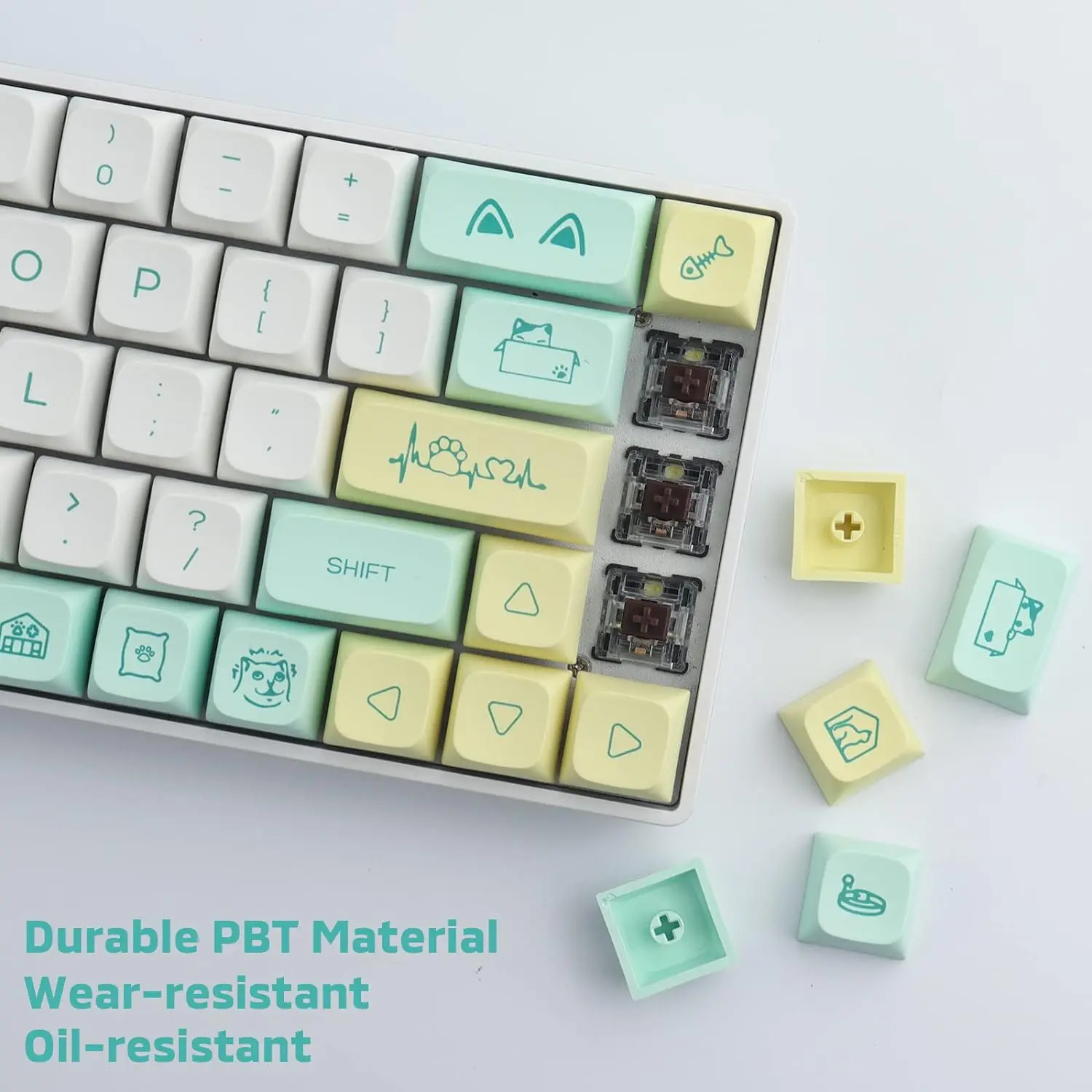 Cat Theme -135 Key XDA Standard Opaque Mechanical keycap Support Most Keyboards PBT Material (61-131 Keys)