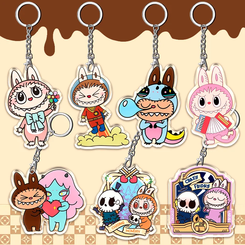 12 سنتيمتر LABUBU الأشياء الاكريليك المحيط قلادة مزدوجة الوجهين نمط قلادة سلسلة مفاتيح مصنوعة من الأكريليك لطيف وممتع الأطفال مهرجان هدية #1