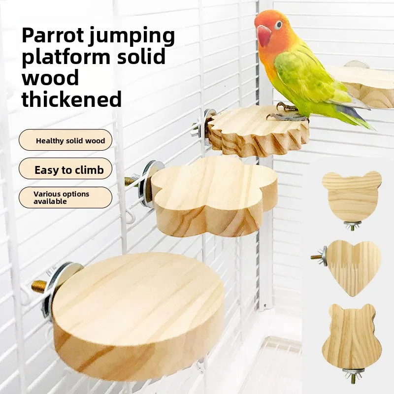 

Parrot Jump Platform Solid Wood Platform Peony Xuanfeng Tiger Skin Station Board Small Pet Fun Rest Habitat Platform Play Toys