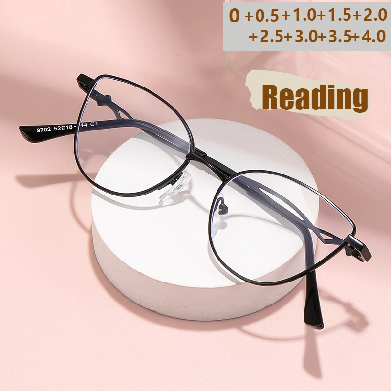 Modische Anti-Blaulicht-Lesebrille für Damen aus Metall mit hochauflösender Anzeige der jugendlichen Lesebrille 9792