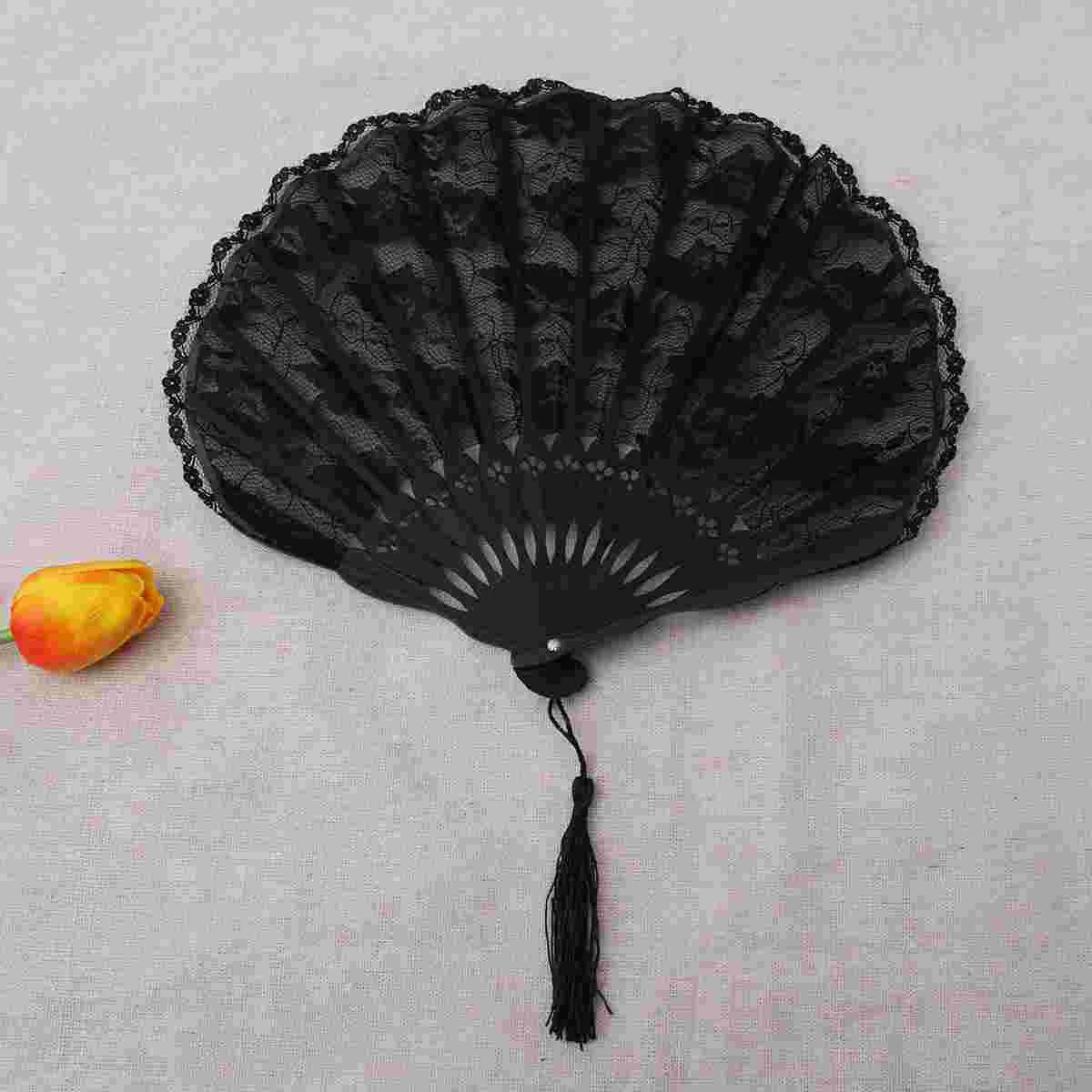 Frauen falten Hochzeit Hand Fan Vintage Retro Blume Spitze Hand faltbare Hand Fan Hand Fans Falt fächer Fans mit Quaste