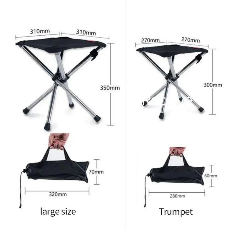 

Outdoor Folding Stool Portable Travel Seat Maximum Weight Of 160KG Camping Stool Mini Storage Fishing Chair