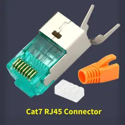 RJ45 Connector CAT7 Ethernet Plug RJ 45 Connectors 50U 8P8C Shield Cat 7 Network Conector 1.5mm Wire Diameter With Boot